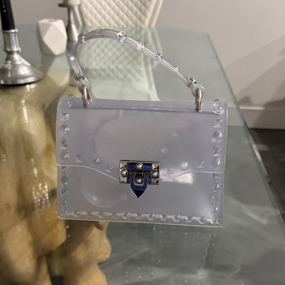 Clear studded jelly crossbody bag